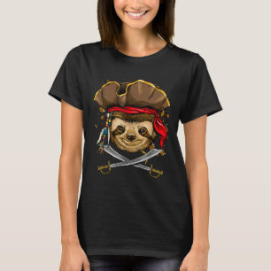 Pirate Sloth Jolly Roger Halloween Costume Christm T-Shirt