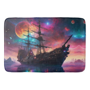 Pirate SpaceShip Lands on Another Planet Bath Mat