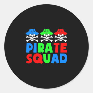 Pirate squad cute pirates skull halloween pirate classic round sticker