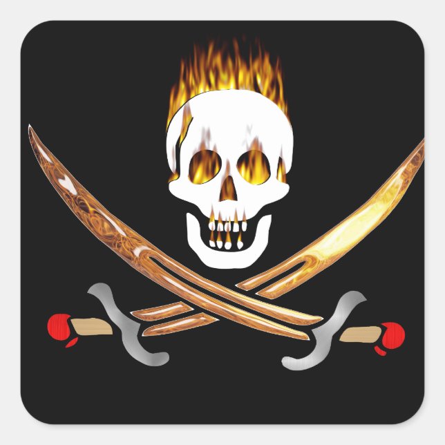 pirate square sticker (Front)
