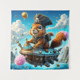 Pirate Squirrel’s Acorn Spaceship Adventure Tapestry