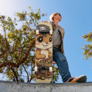 Pirate Squirrel with Acorn Treasure Funny Cute Kid Skateboard
