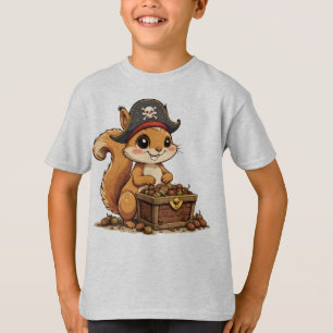 Pirate Squirrel with Acorn Treasure Funny Cute Kid T-Shirt