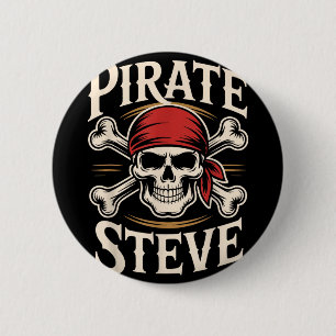 Pirate steve 6 cm round badge