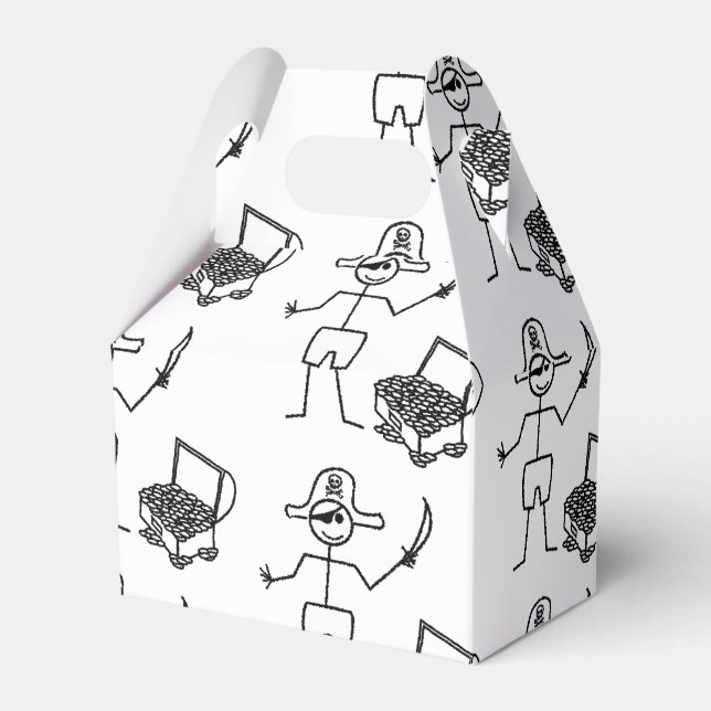 Pirate Stickman With Treasure Chest Favour Box (Front Side)