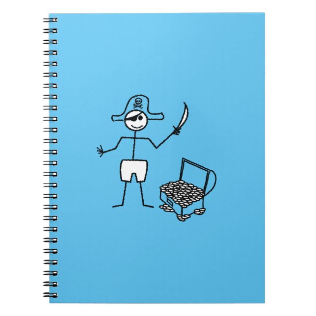 Pirate Stickman With Treasure Chest Notebook (Front)