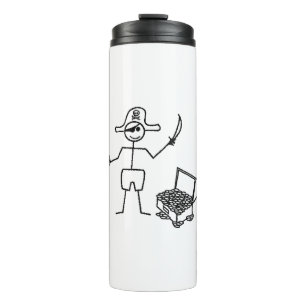 Pirate Stickman With Treasure Chest Thermal Tumbler