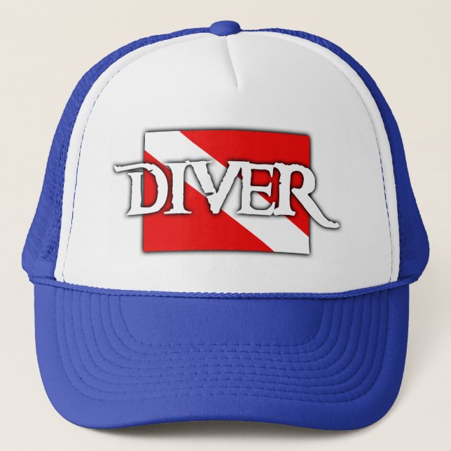 Pirate-style Dive Flag Trucker Hat (Front)