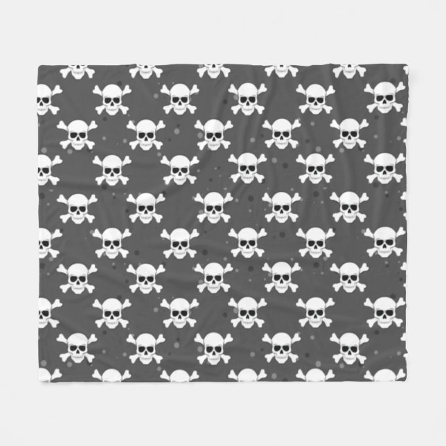 Pirate Style - Skull Pattern  Fleece Blanket (Front (Horizontal))