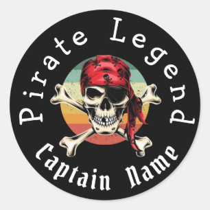 Pirate sunset classic round sticker