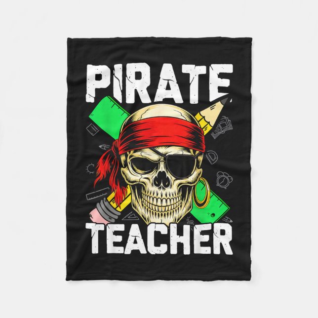 Pirate teacher funny skull  fleece blanket (Front)