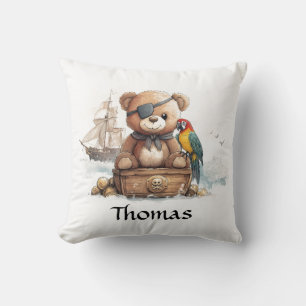 Pirate Teddy Bear Adventure - Customizable Cushion