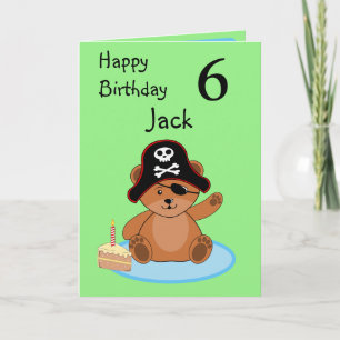 Pirate Teddy Bear Happy Birthday Greeting Card