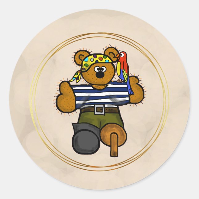 Pirate Teddy Bear Stickers (Front)