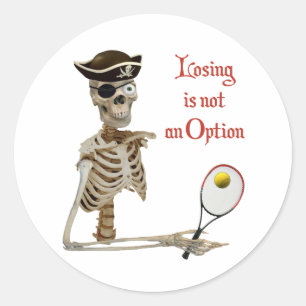 Pirate Tennis Losing Skeleton Classic Round Sticker