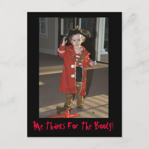 Pirate Thank You Card, Me Thanks For The Booty! Postcard