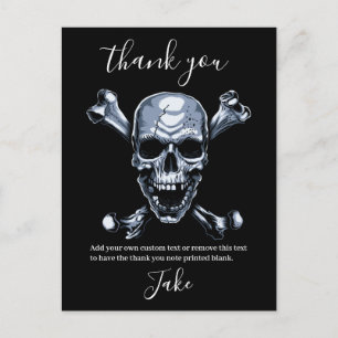 Pirate Thank you Grey Skull and Bones Postcard
