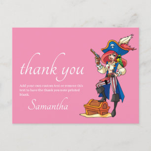 Pirate Thank you Pink Postcard