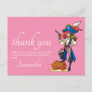 Pirate Thank you Pink Postcard