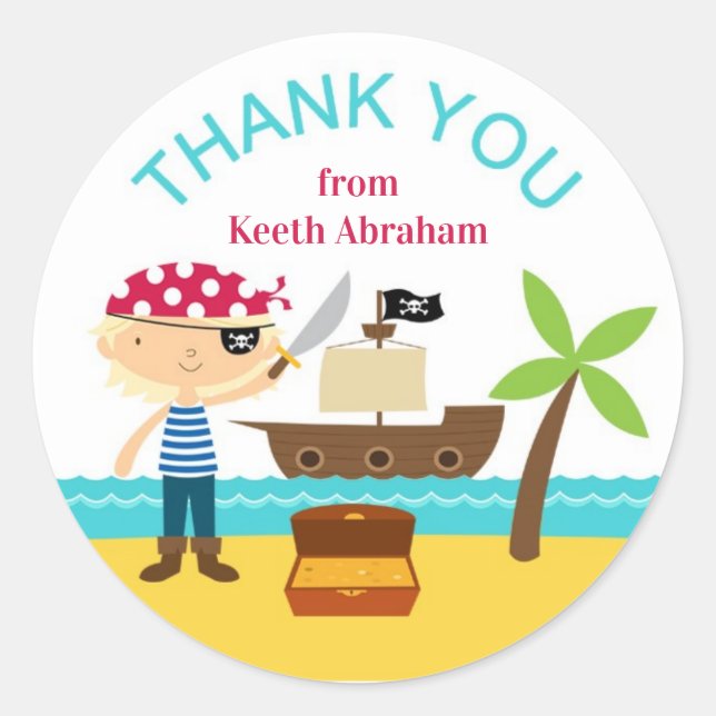 Pirate Thank You Stickers (Front)