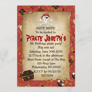 Pirate Theme Birthday Invitation
