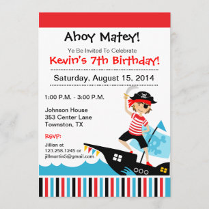 Pirate Theme Birthday Party Invitation