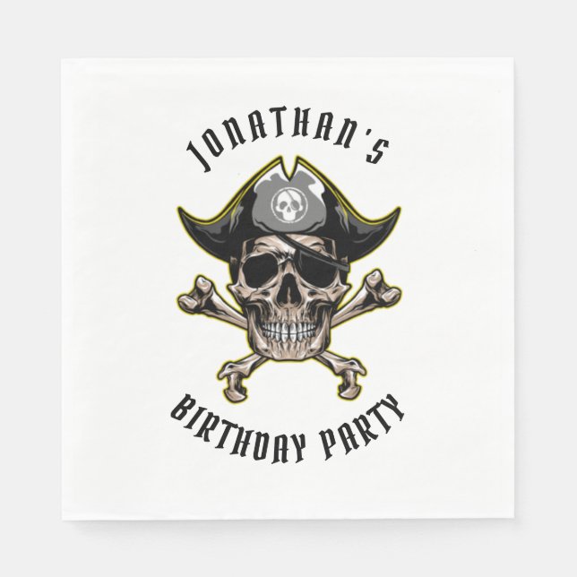 Pirate theme party adult BIRTHDAY WHITE Napkin (Front)