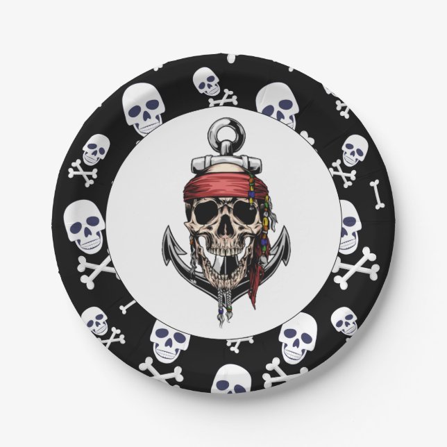 Pirate theme party adult nautical paper plate (Front)