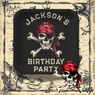 Pirate theme Party Adult Salty Skull  Black 2 Paper Plate