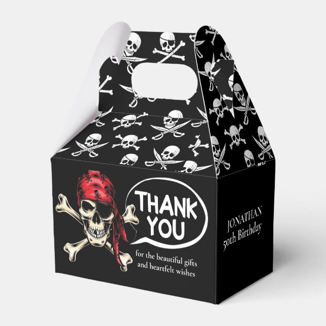 Pirate theme Party Adult Salty Skull Black Favour Box (Back Side)
