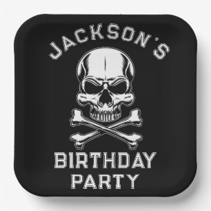 Pirate theme Party Adult Ship's Skull  Black 2 Paper Plate