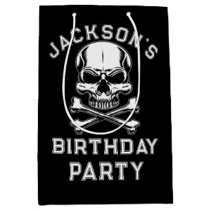 Pirate theme Party Adult Ship's Skull  Black  Medium Gift Bag