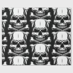 Pirate theme Party Adult Ships Skulls Black Wrapping Paper