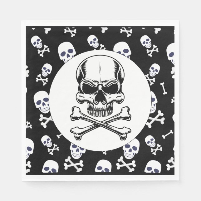 Pirate theme party adult ships skulls napkin (Front)