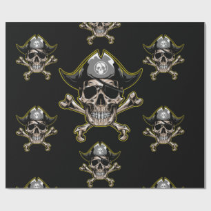 Pirate theme Party Adult Skull Bones  Wrapping Paper
