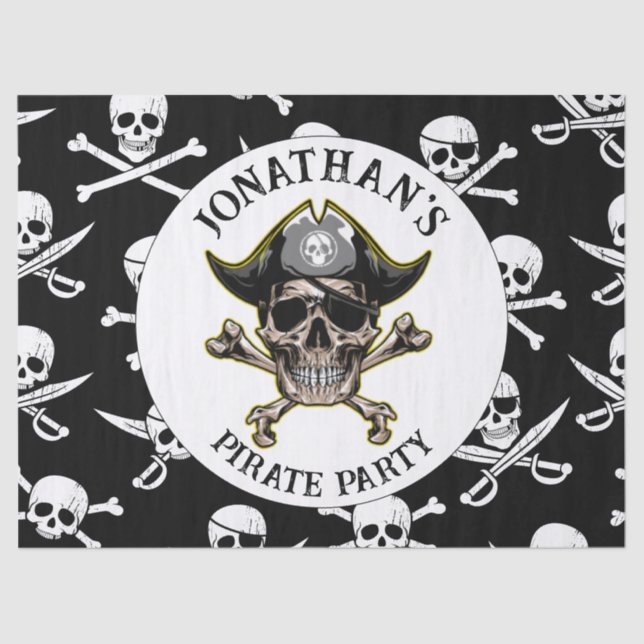 Pirate theme Party Adult Skull.Cross Bones Tissue Paper (Front)