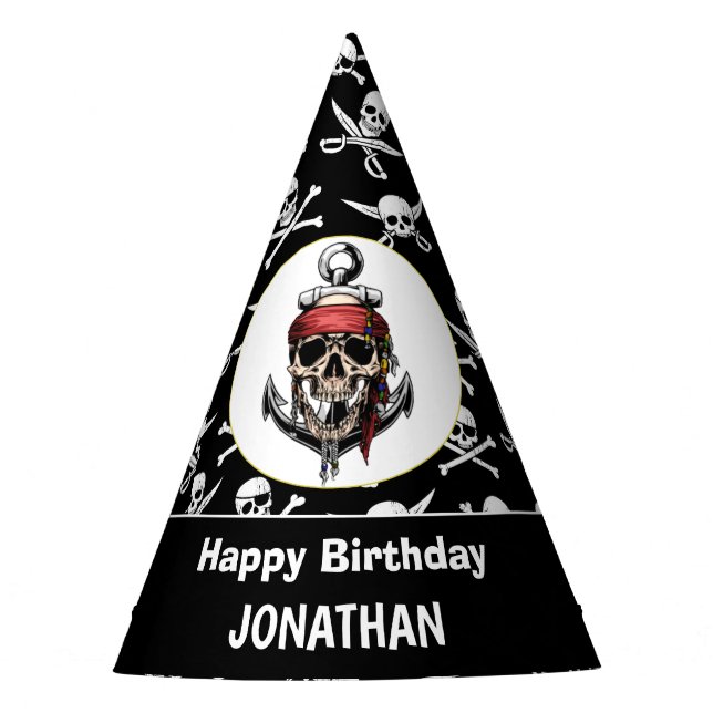 Pirate theme Party Adult Skull. NAUTICAL Hat (Front)