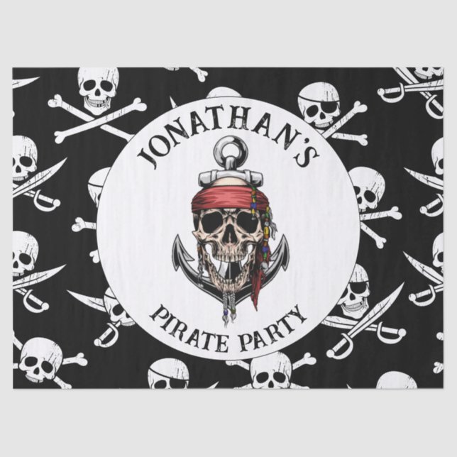 Pirate theme Party Adult Skull. NAUTICAL Tissue Paper (Front)