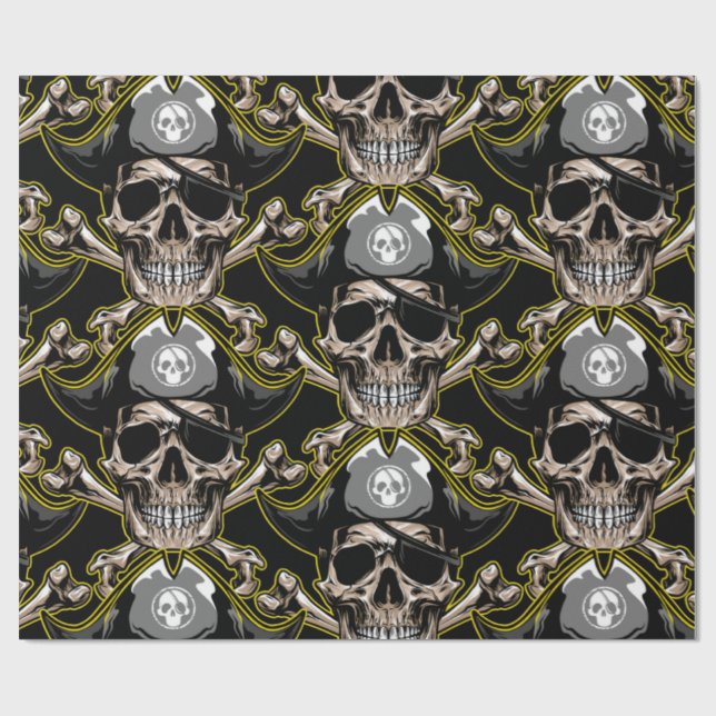 Pirate theme Party Adult Skulls  Wrapping Paper (Flat)