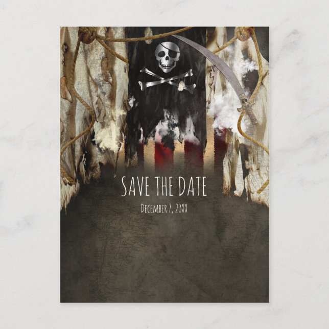 Pirate Theme Party Invitations Save The Date (Front)