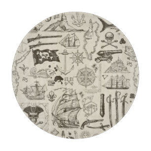 Pirate theme: vintage nautical pattern. cutting board