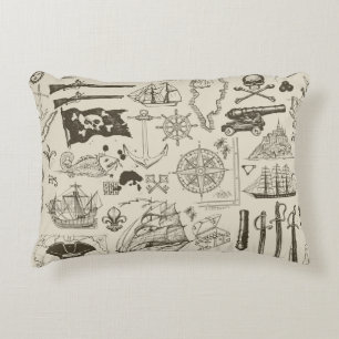 Pirate theme: vintage nautical pattern. decorative cushion