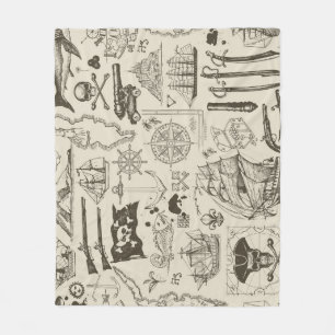 Pirate theme: vintage nautical pattern. fleece blanket