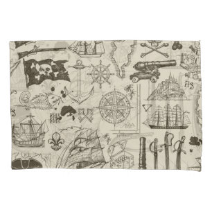 Pirate theme: vintage nautical pattern. pillowcase