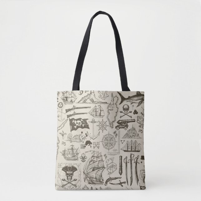 Pirate theme: vintage nautical pattern. tote bag (Front)