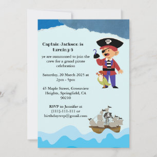 Pirate Themed Birthday Party Invitation