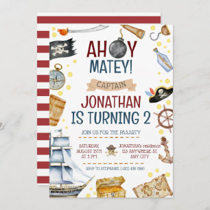 Pirate Themed Birthday Party Invitation