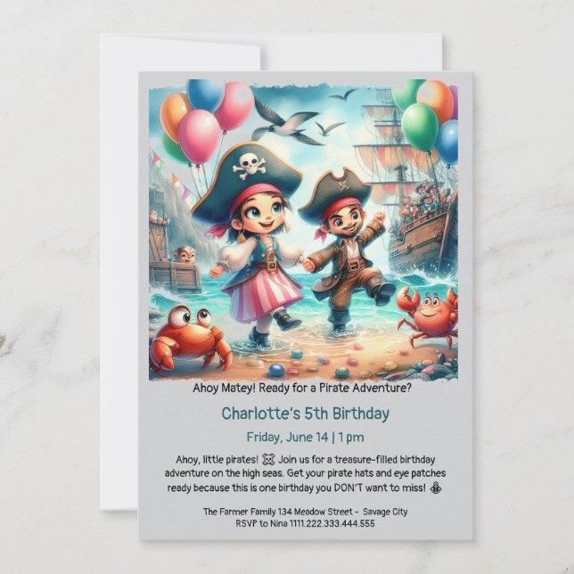 Pirate-Themed Birthday Party Invitation (Front)