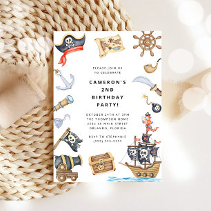 Pirate Themed Birthday Party Invitation