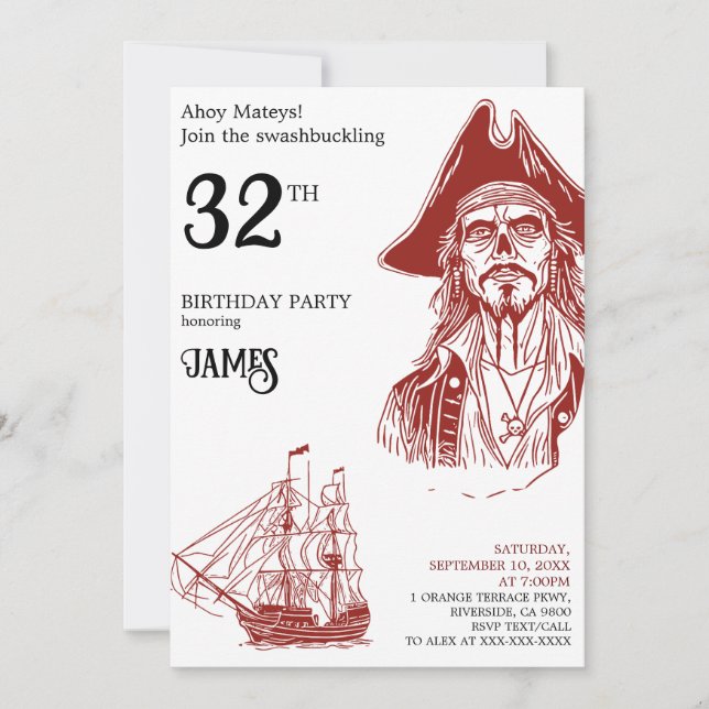 Pirate-Themed Birthday Party Invitation (Front)